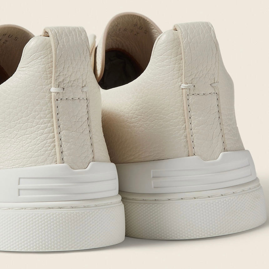 ZEGNA WHITE DEERSKIN TRIPLE STITCH™ SNEAKERS