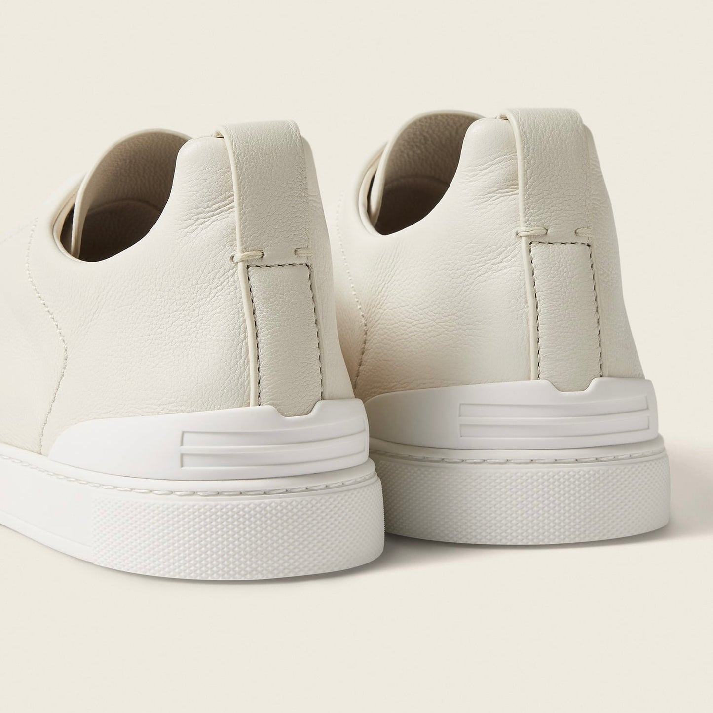 ZEGNA WHITE DEERSKIN TRIPLE STITCH™ SNEAKERS White