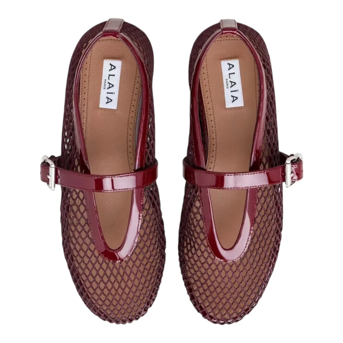 Alaïa Fishnet Ballerina Flats | Burgundy