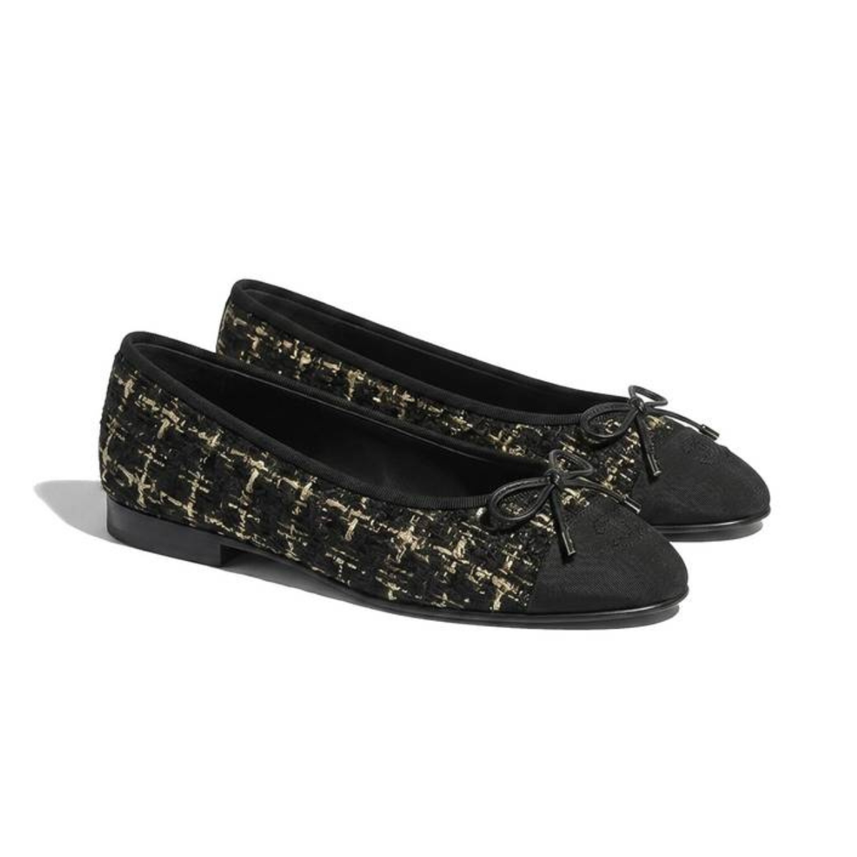 Chanel Classic Ballerinas – Black & Gold Tweed