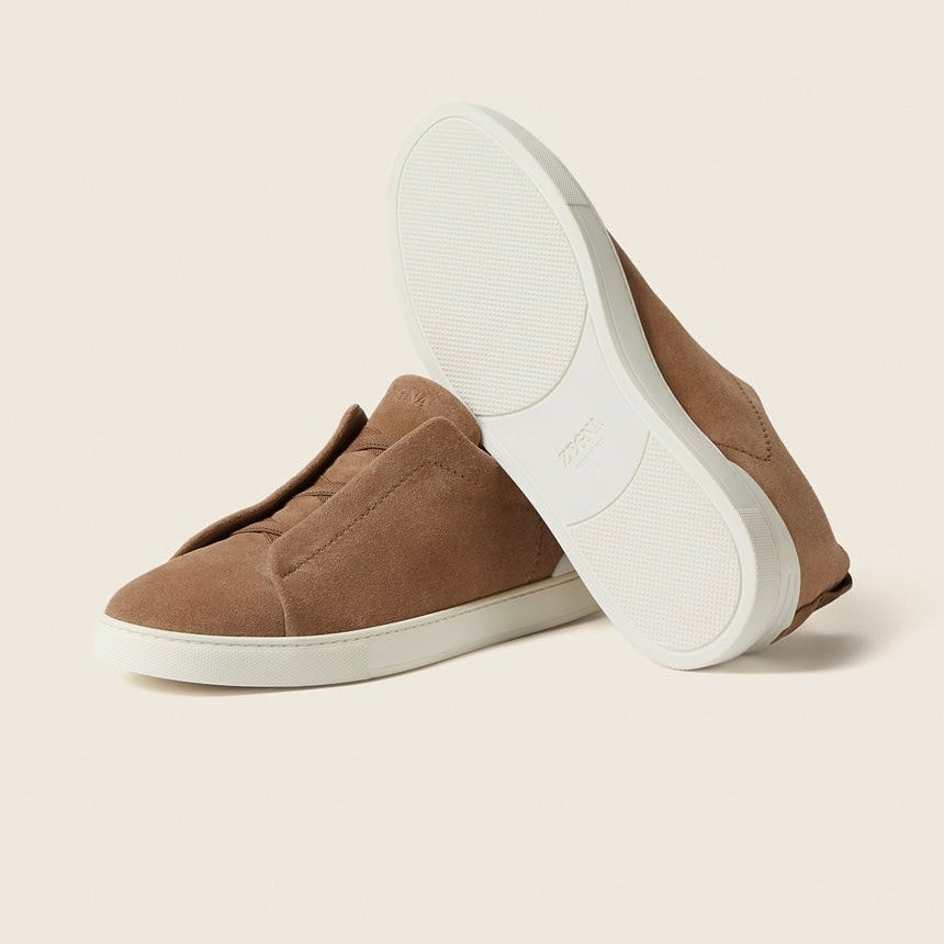 Zegna DARK BEIGE SUEDE TRIPLE STITCH™ SNEAKERS