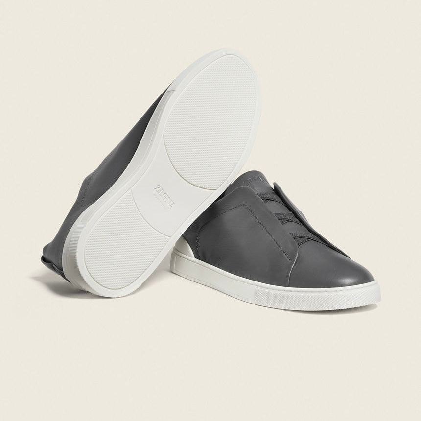 Zegna DARK GREY TRIPLE STITCH™ SECONDSKIN SNEAKERS