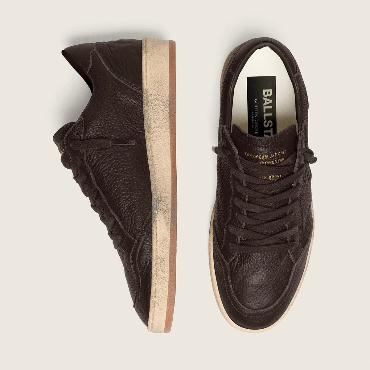 Golden Goose Ball Star in dark brown leather with tone-on-tone leather star(Men)