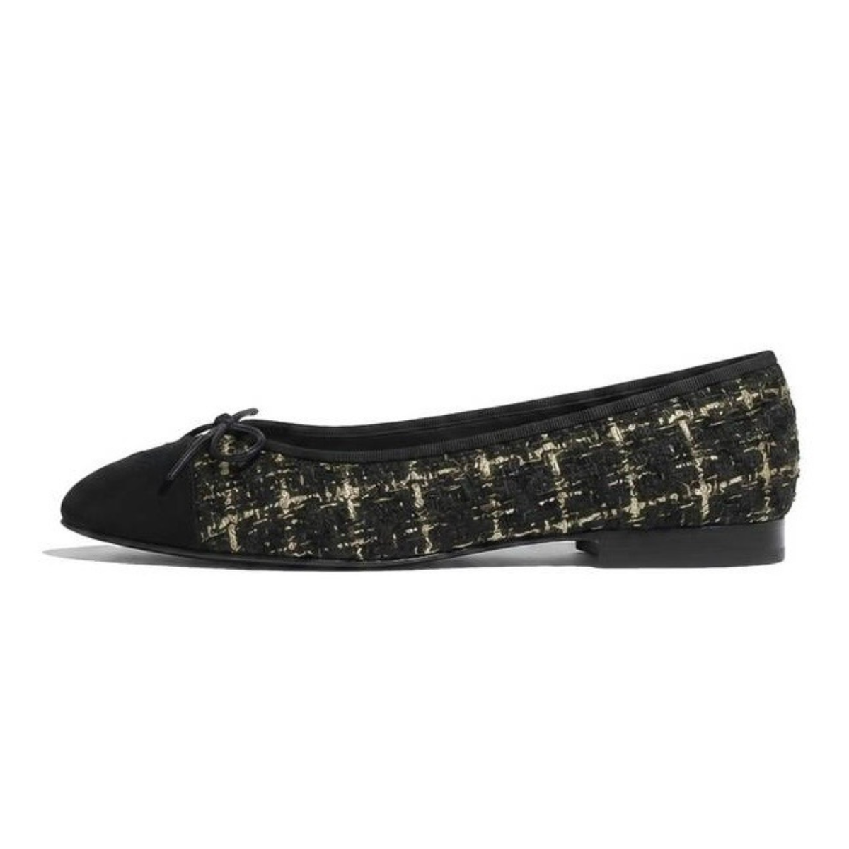 Chanel Classic Ballerinas – Black & Gold Tweed