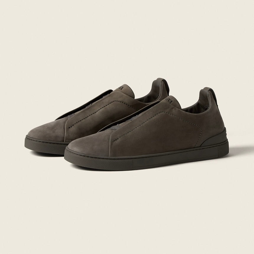 Zegna DARK TAUPE TRIPLE STITCH™ SECONDSKIN SNEAKERS