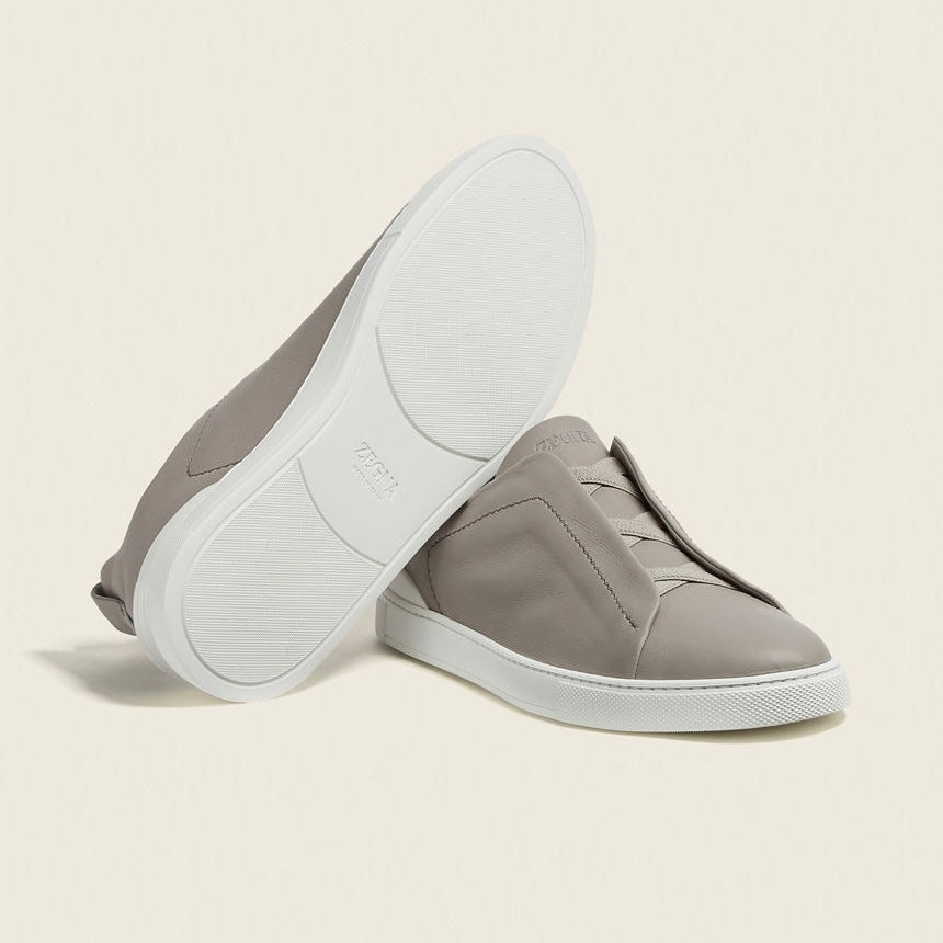 Zegna LIGHT GREY TRIPLE STITCH™ SECONDSKIN SNEAKERS