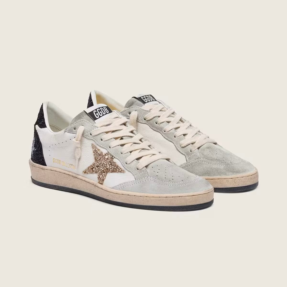 Golden Goose Women’s Ball Star in nappa and suede with glitter star and black heel tab