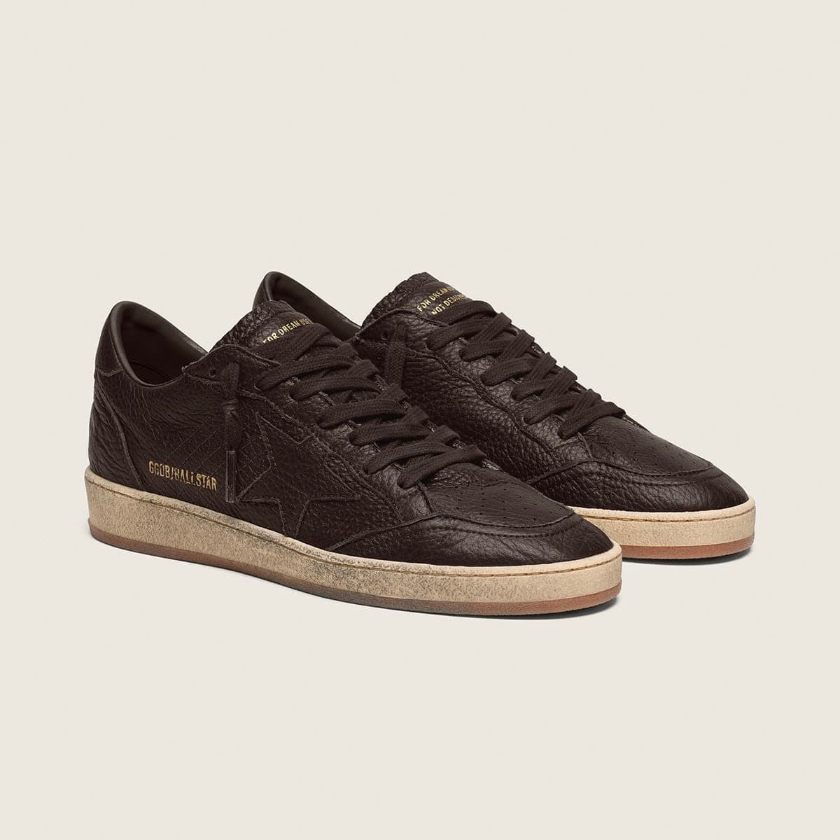 Golden Goose Ball Star in dark brown leather with tone-on-tone leather star(Men)