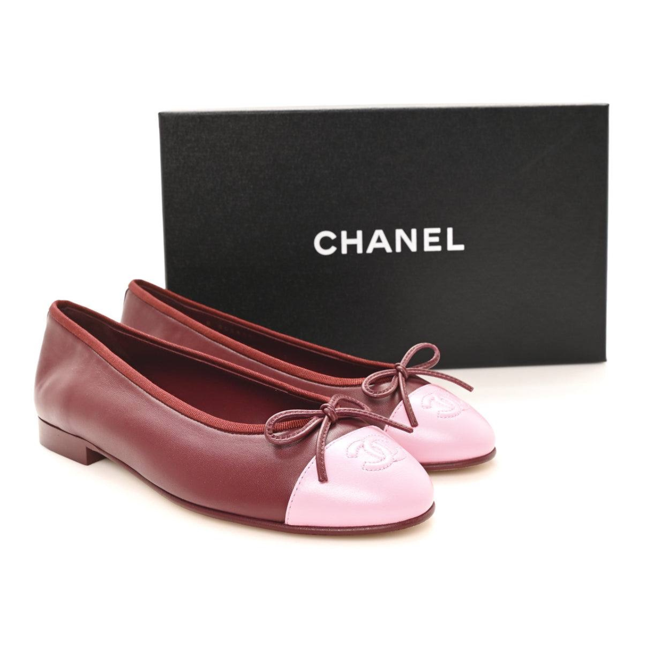 Chanel Burgundy/Pink Knit Fabric and Mesh CC Ballet