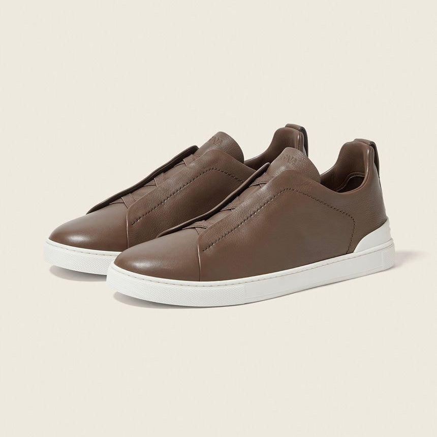 Zegna BROWN TRIPLE STITCH™ SECONDSKIN SNEAKERS