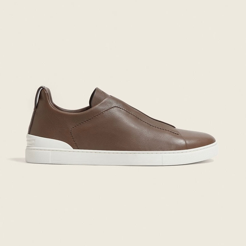 Zegna BROWN TRIPLE STITCH™ SECONDSKIN SNEAKERS