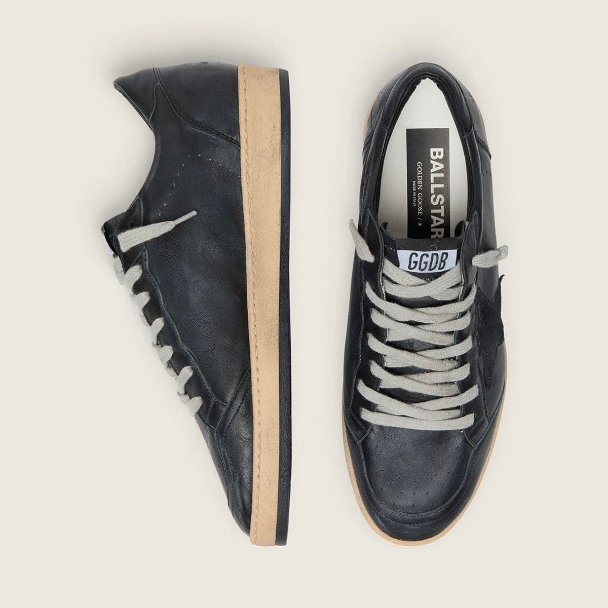 Golden Goose Ball Star in black nappa with suede star and nappa heel tab(Men)