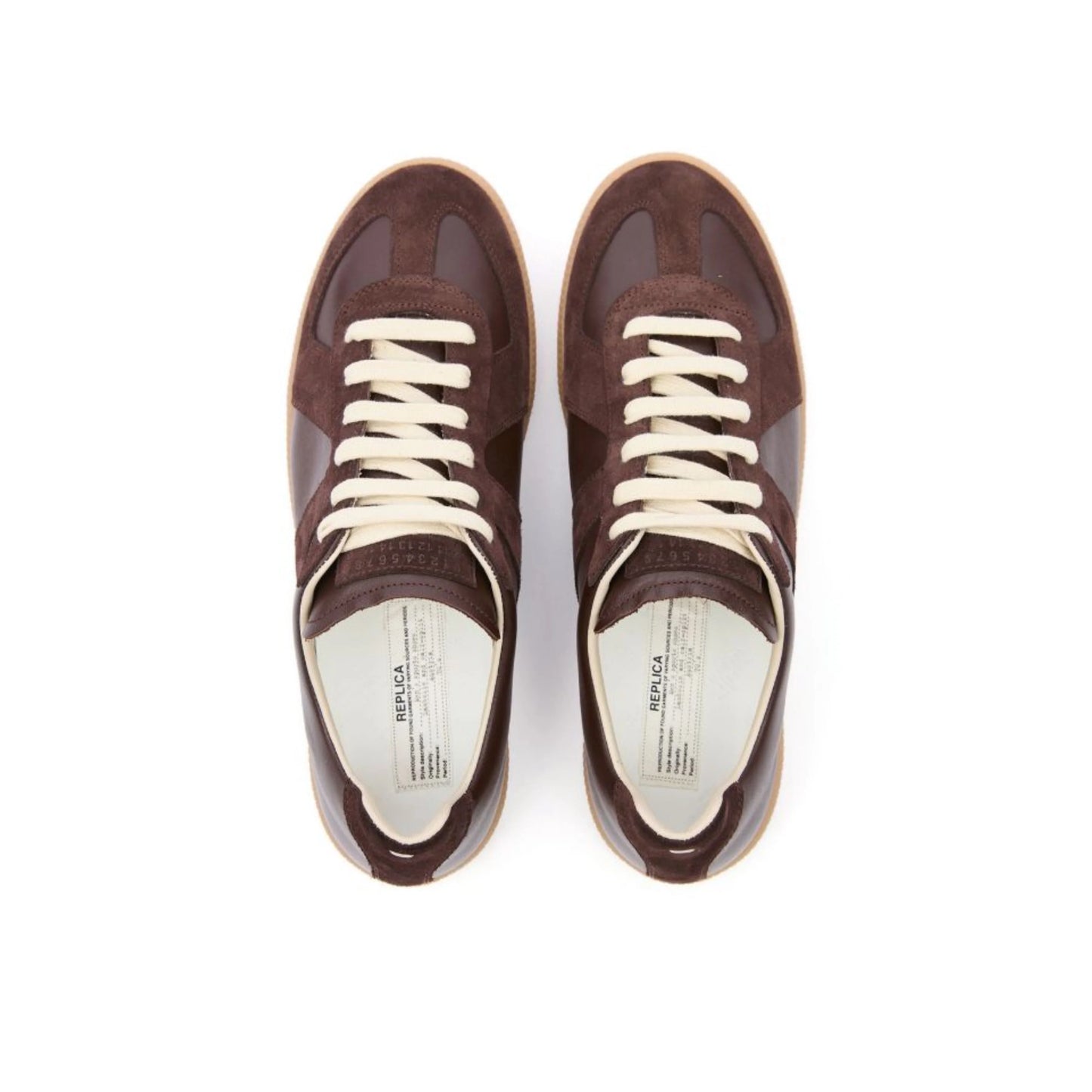 Maison Margiela - Replica leather and suede sneakers - brown