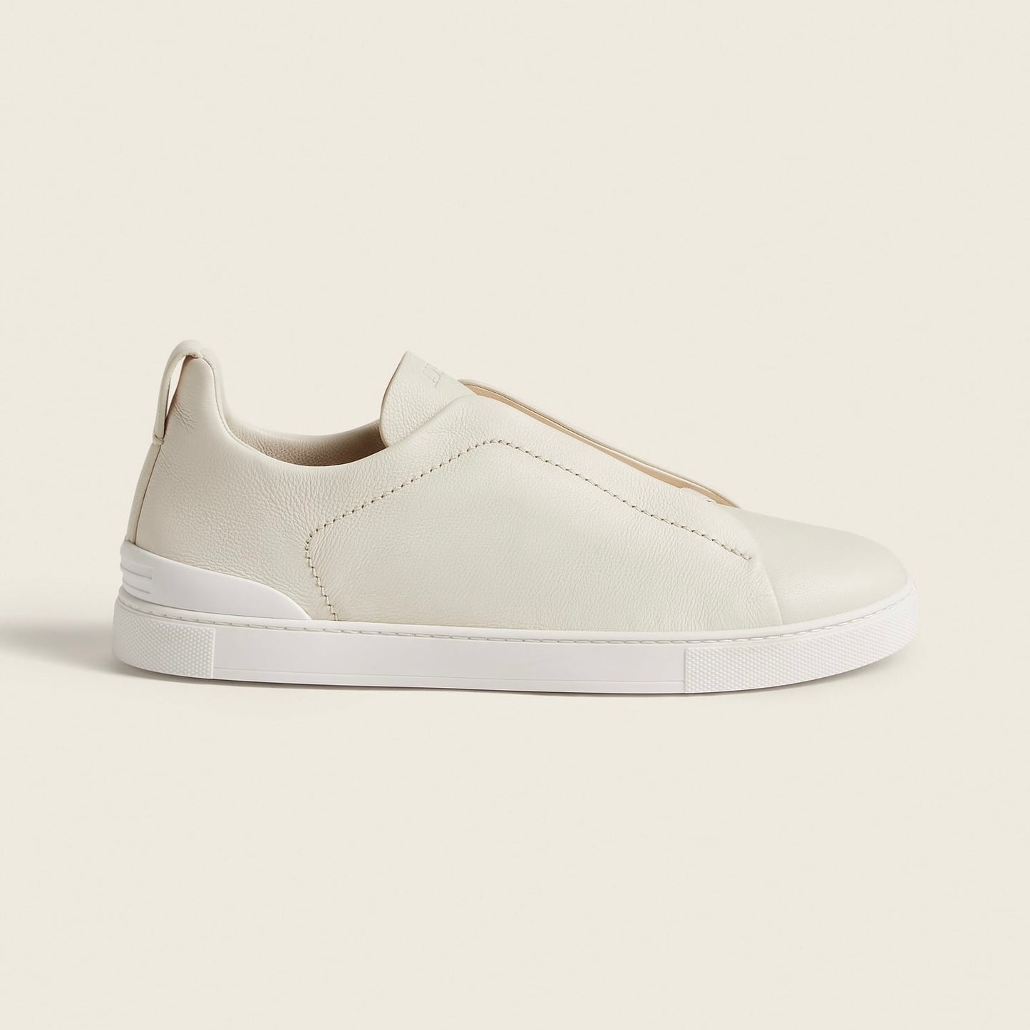 ZEGNA WHITE DEERSKIN TRIPLE STITCH™ SNEAKERS White