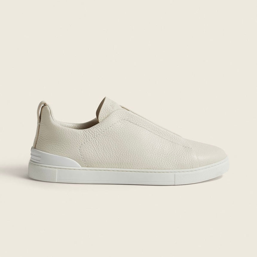 ZEGNA WHITE DEERSKIN TRIPLE STITCH™ SNEAKERS