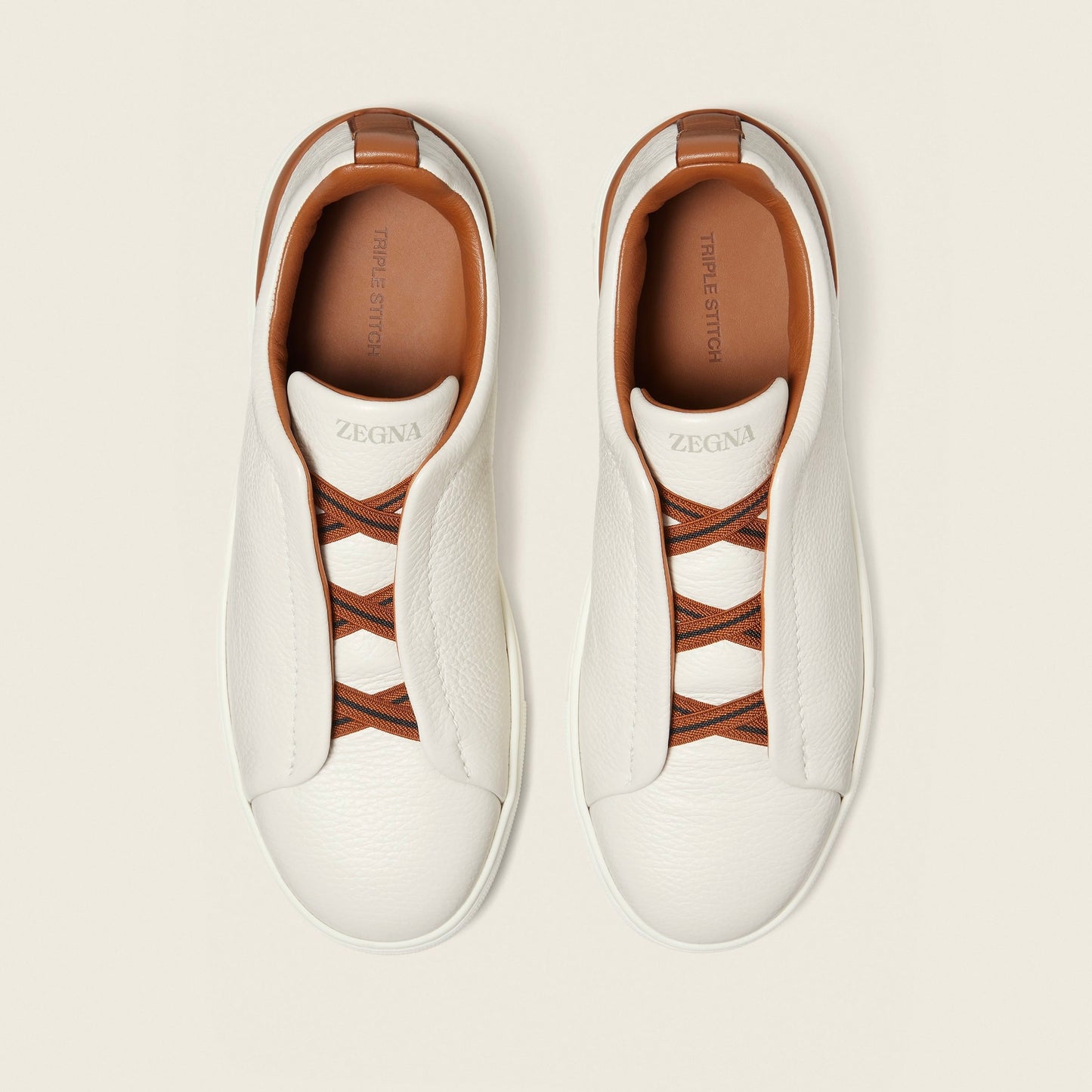 Zegna Triple Stitch leather sneakers WHITE TRIPLE STITCH Off White