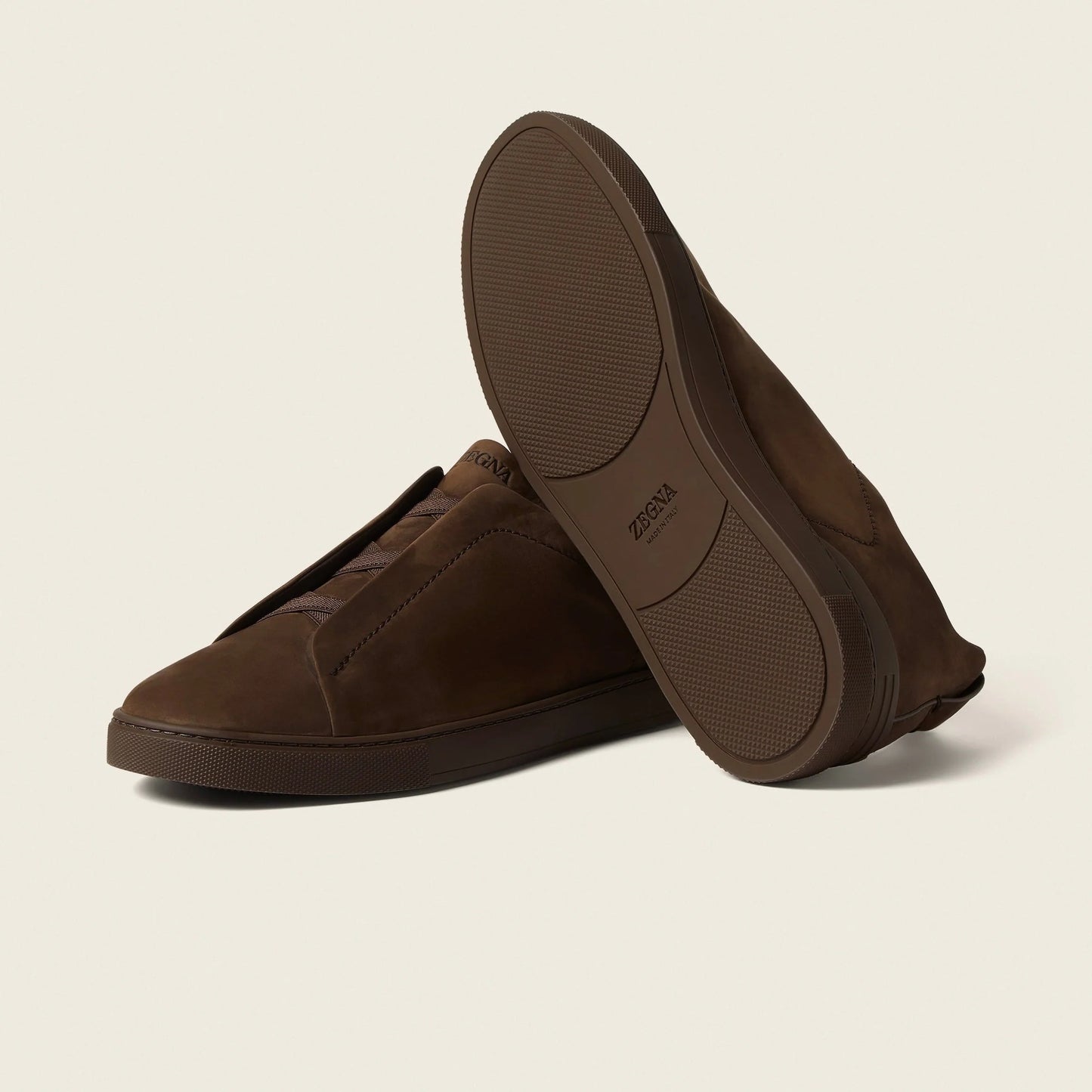 Zegna DARK BROWN TRIPLE STITCH™ SECONDSKIN SNEAKERS