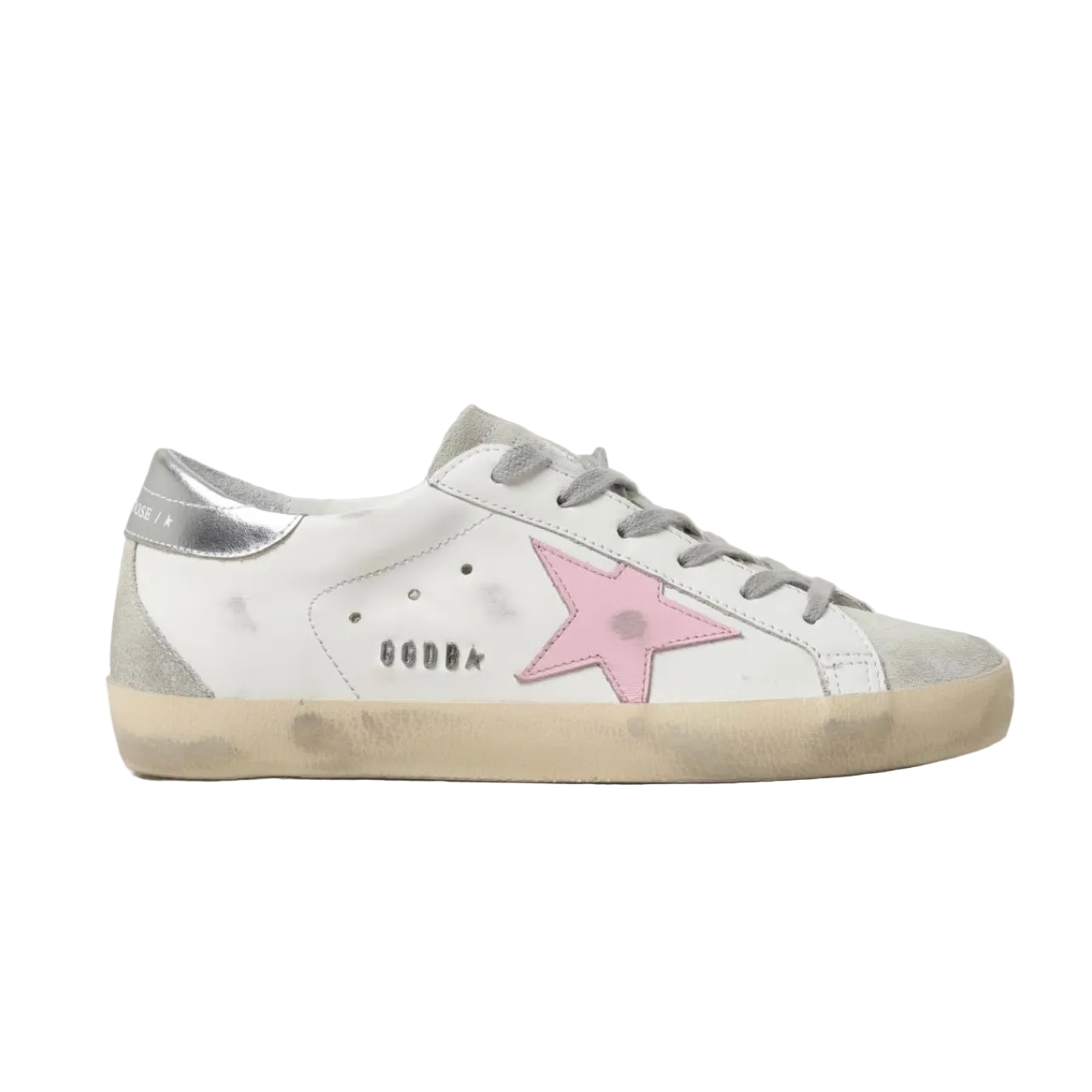Golden Goose Super-Star with pink star and silver heel tab(Women's)