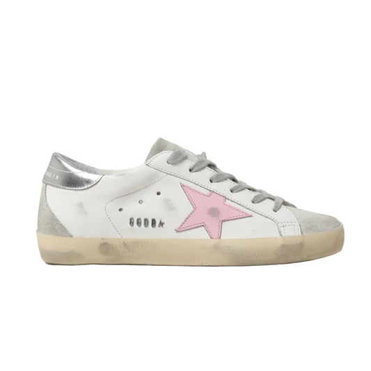 Golden Goose Super-Star with pink star and silver heel tab(Women's)