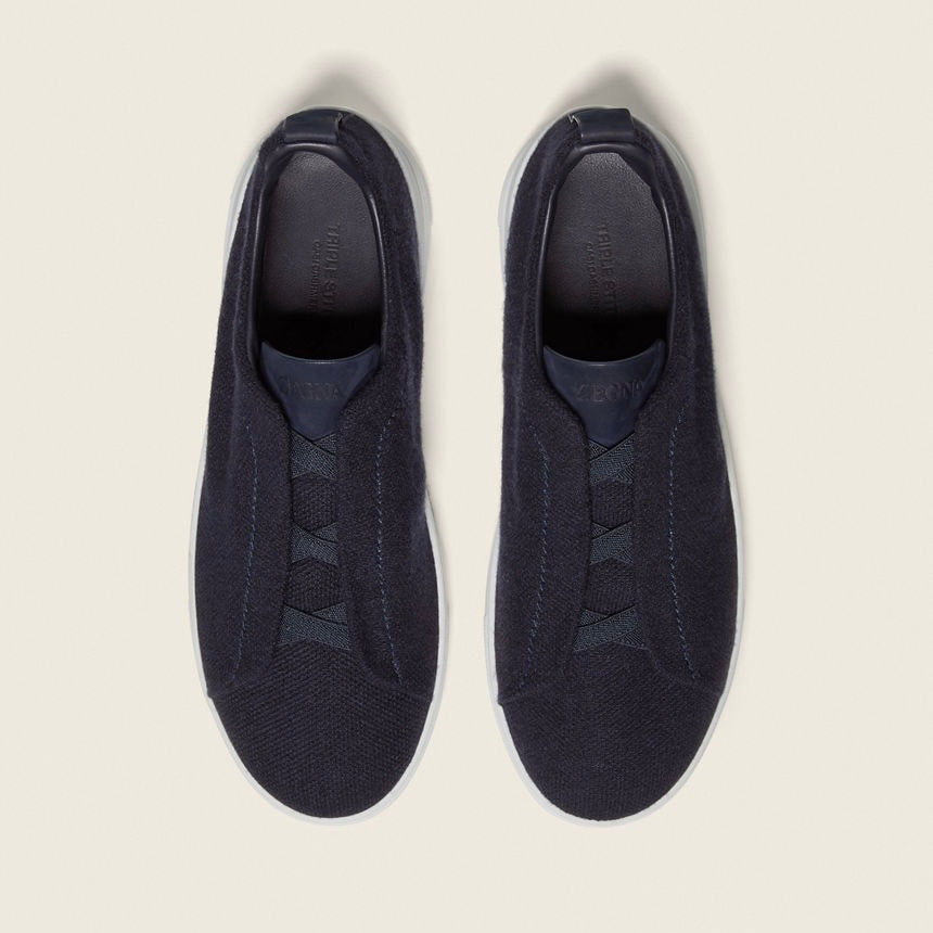 Zegna NAVY BLUE TRIPLE STITCH™ OASI CASHMERE SNEAKERS