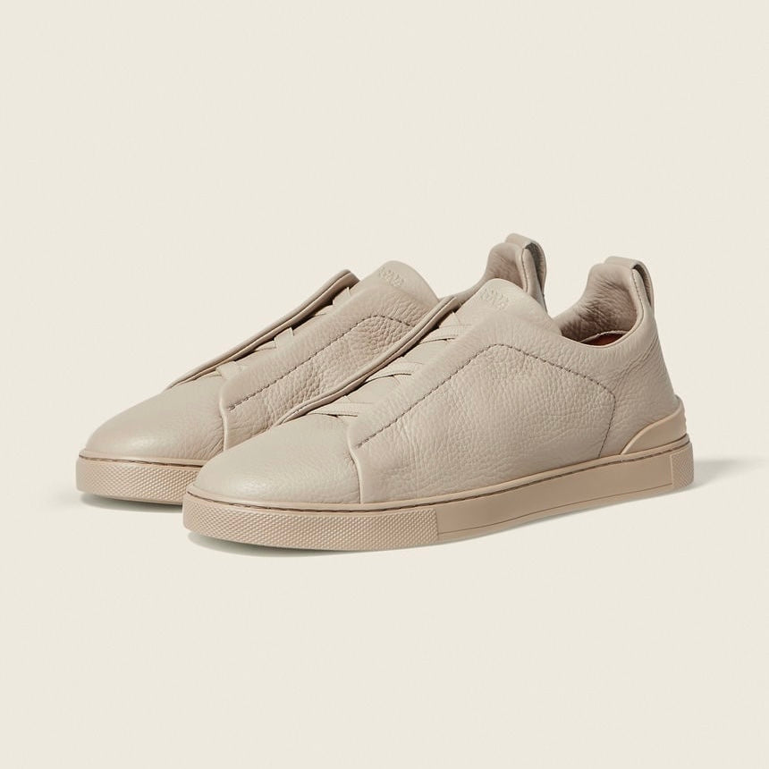ZEGNA BEIGE DEERSKIN TRIPLE STITCH™ SNEAKERS