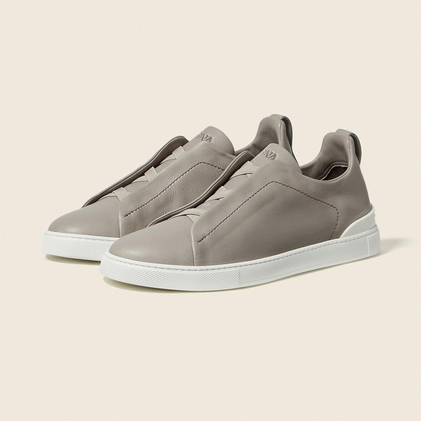 Zegna LIGHT GREY TRIPLE STITCH™ SECONDSKIN SNEAKERS