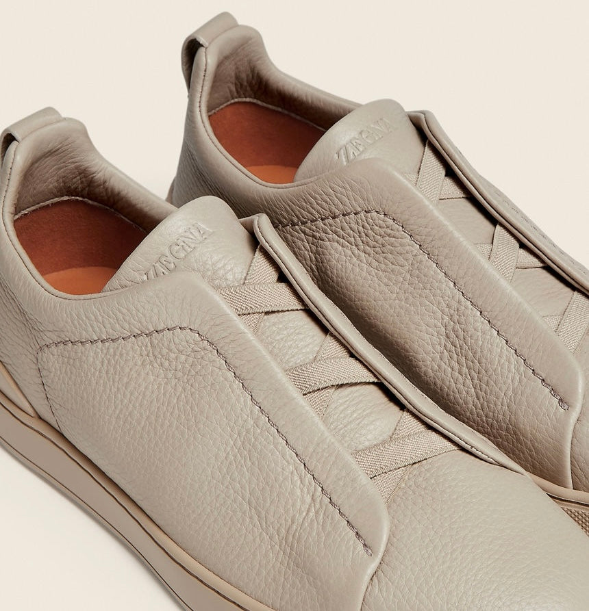 ZEGNA BEIGE DEERSKIN TRIPLE STITCH™ SNEAKERS