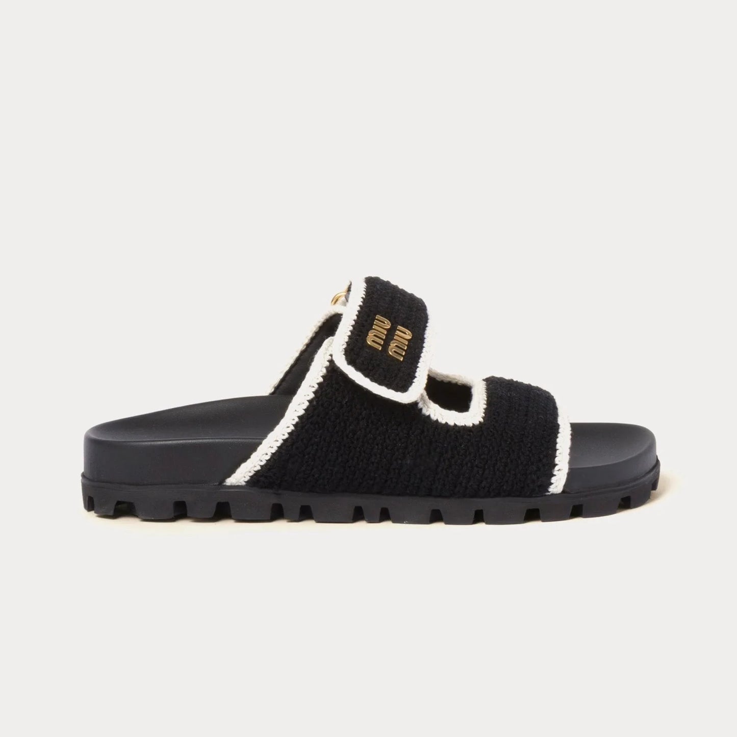 Miu Miu - Crochet Knit Black / Ivory Sandals