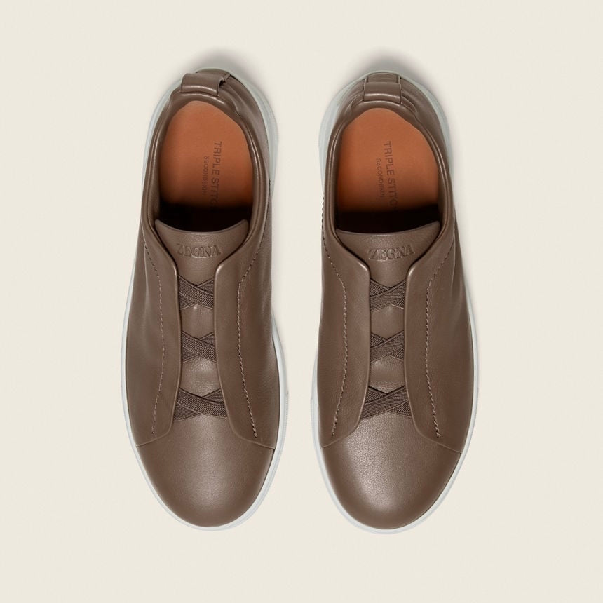 Zegna BROWN TRIPLE STITCH™ SECONDSKIN SNEAKERS
