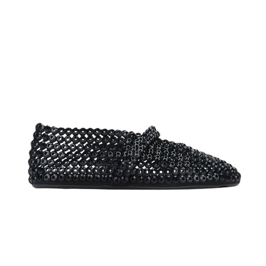 Alaïa Suede Glass-Embellished Ballet Black