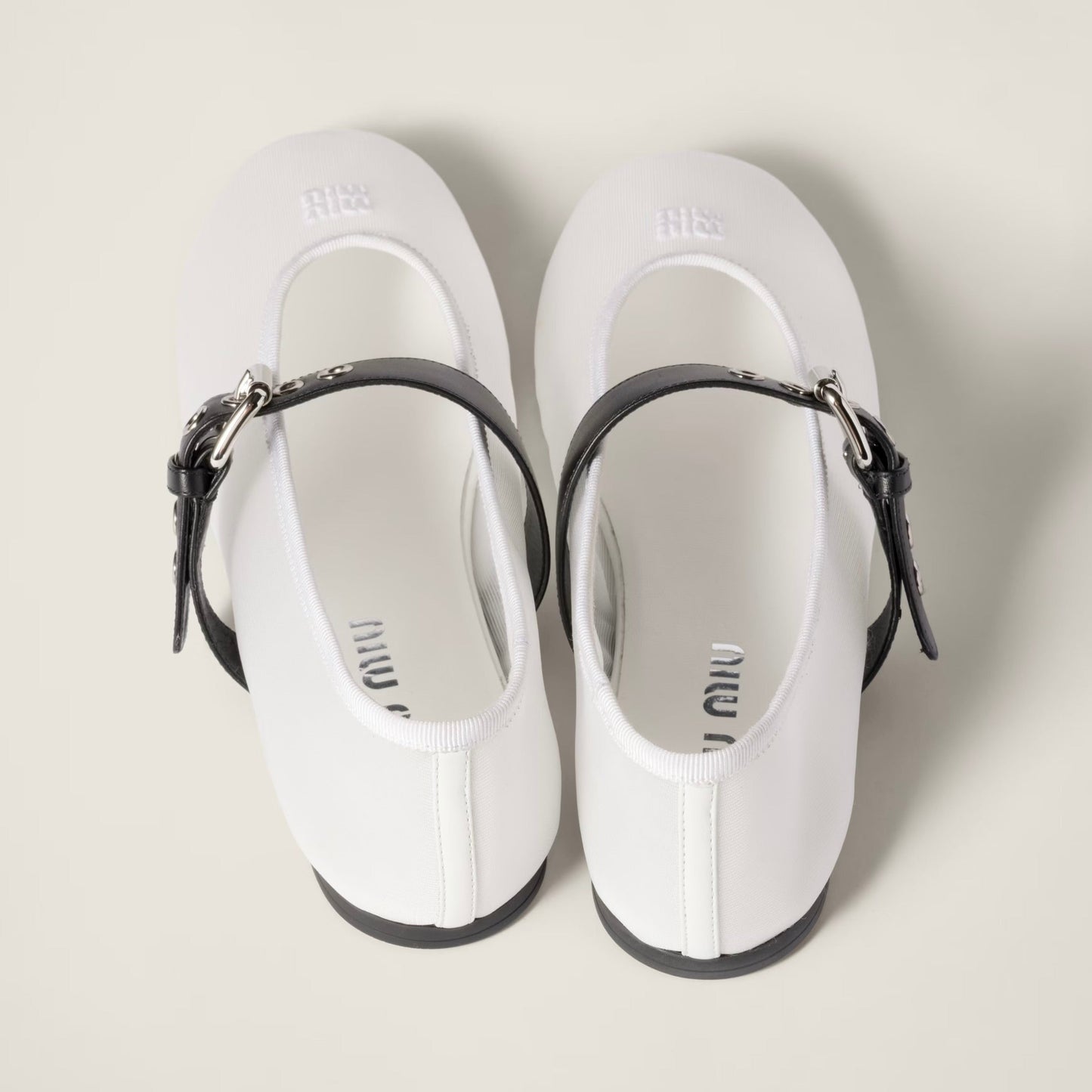 Miu Miu Mesh fabric ballerinas white
