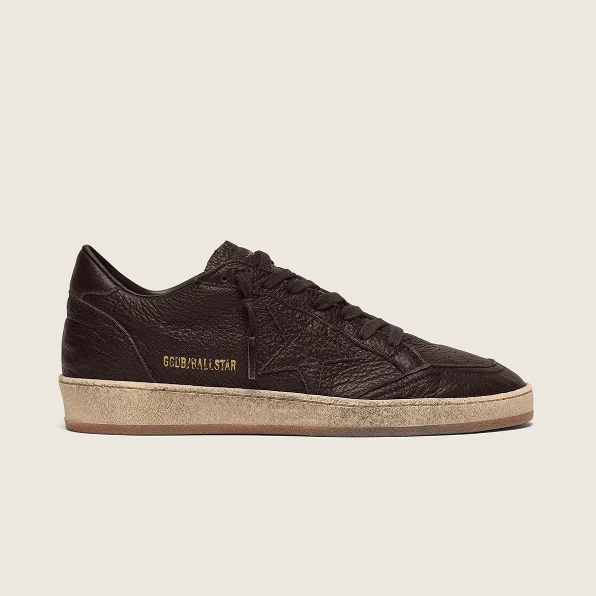 Golden Goose Ball Star in dark brown leather with tone-on-tone leather star(Men)