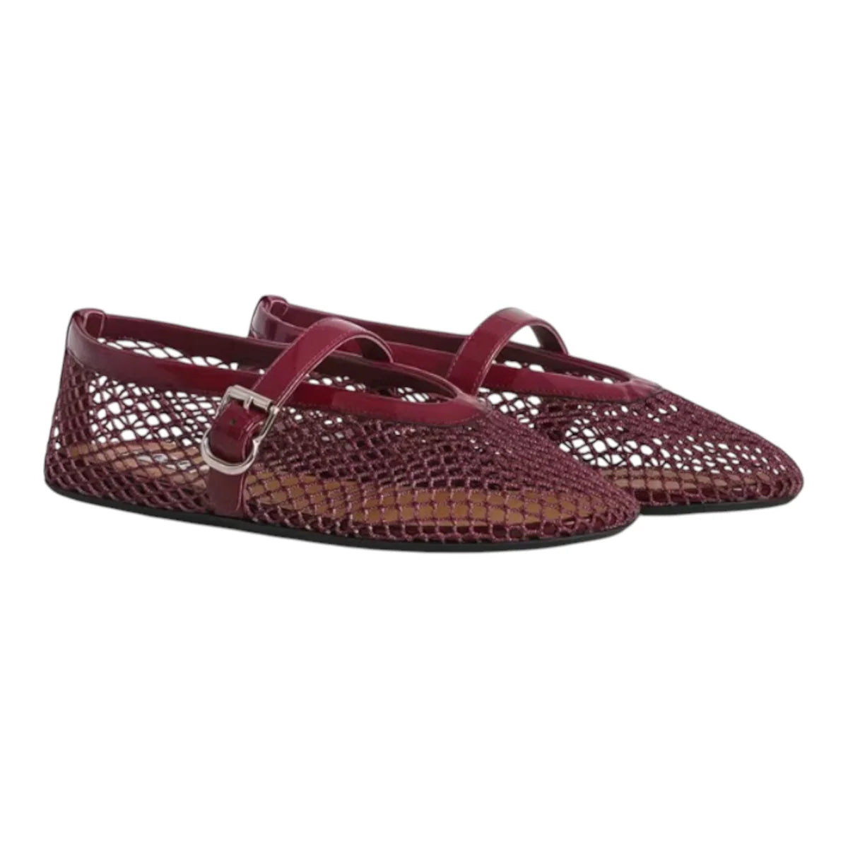 Alaïa Fishnet Ballerina Flats | Burgundy