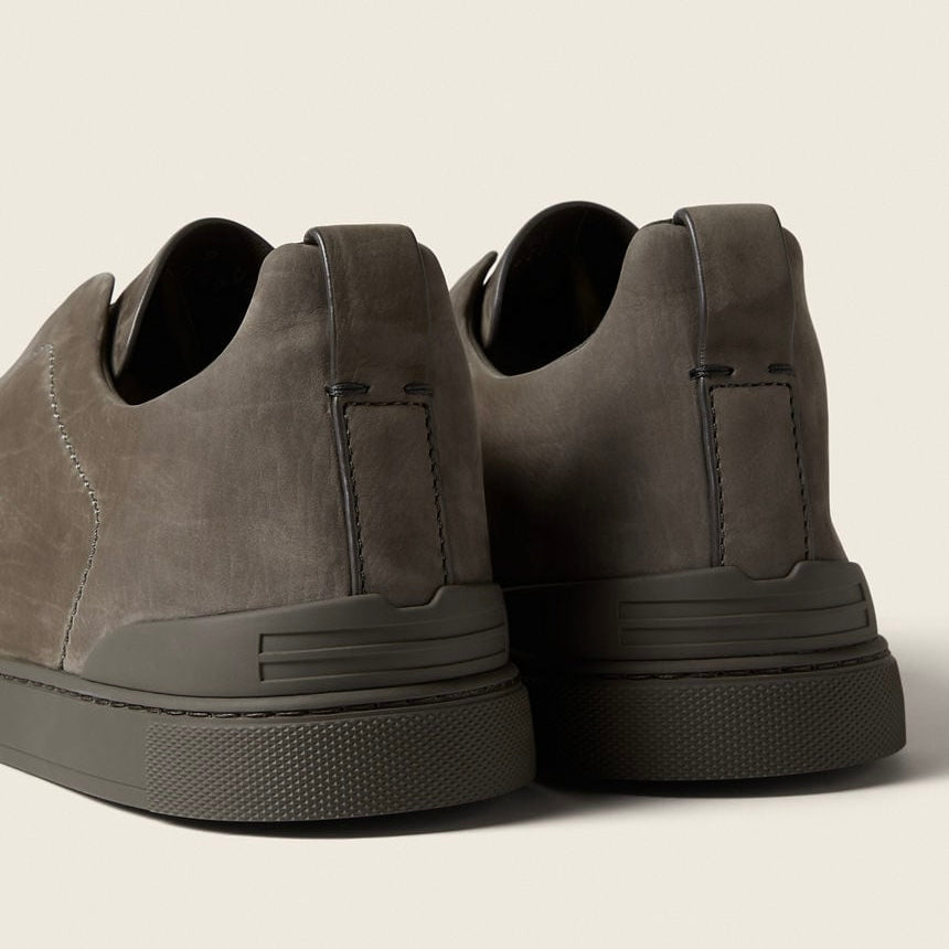 Zegna DARK TAUPE TRIPLE STITCH™ SECONDSKIN SNEAKERS