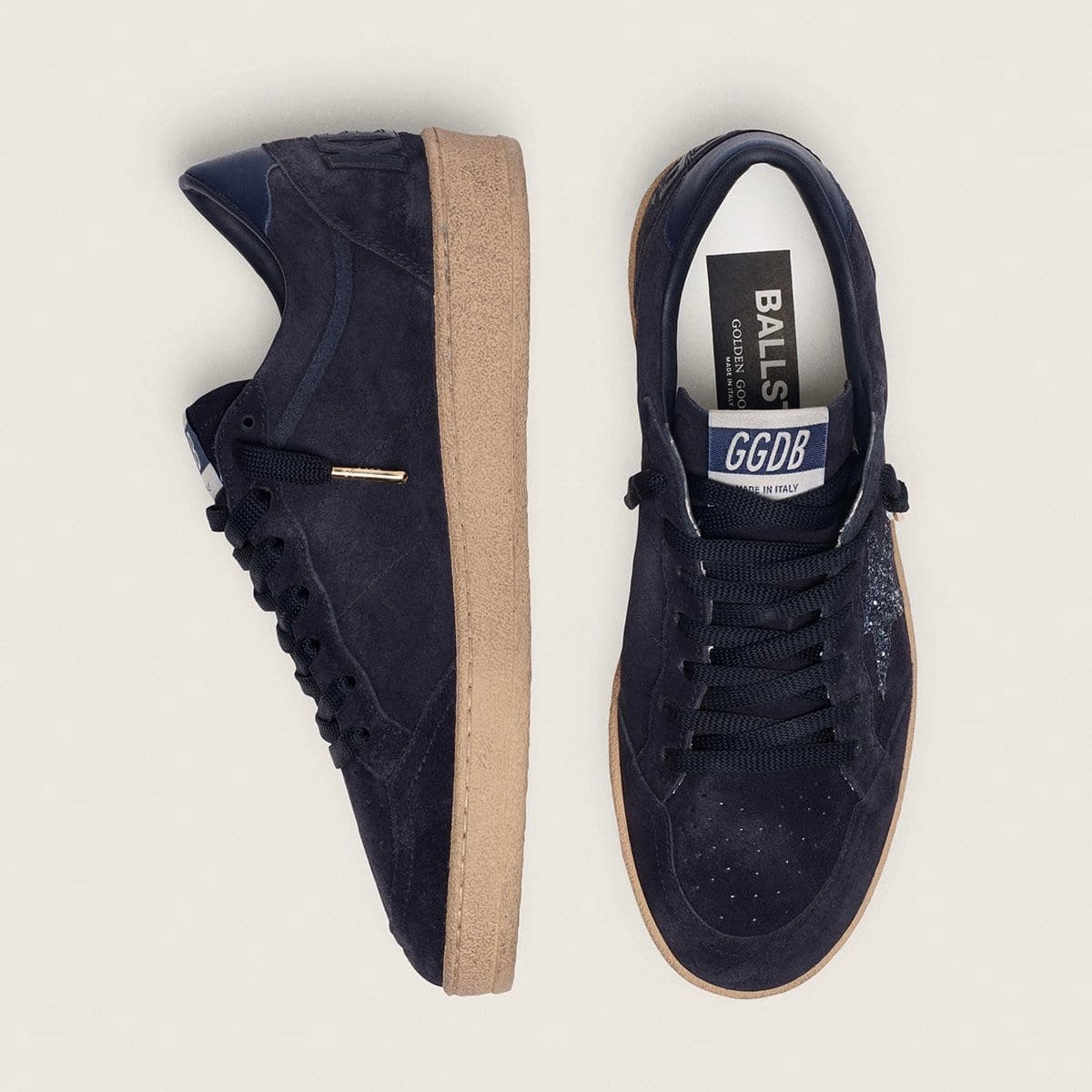 Golden Goose Ball Star in dark blue suede with dark blue glitter star(women)