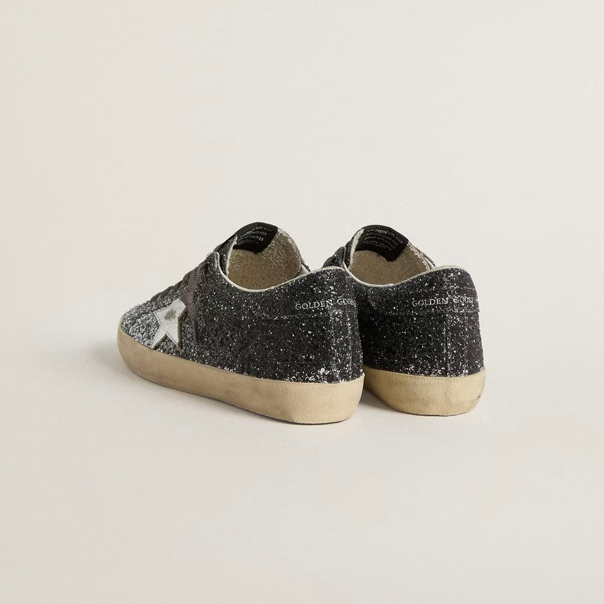 Golden Goose Women's Super Star with glitter upper and silver metallic leather star