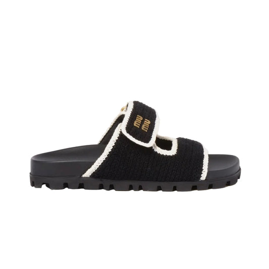 Miu Miu - Crochet Knit Black / Ivory Sandals