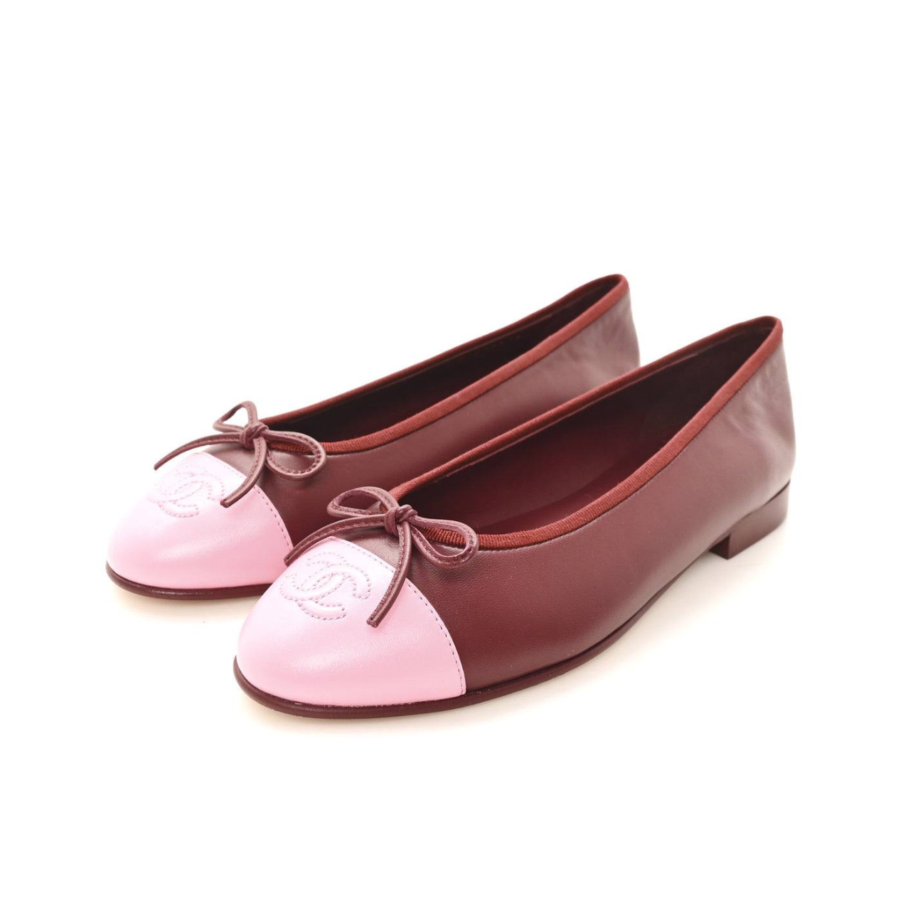 Chanel Burgundy/Pink Knit Fabric and Mesh CC Ballet