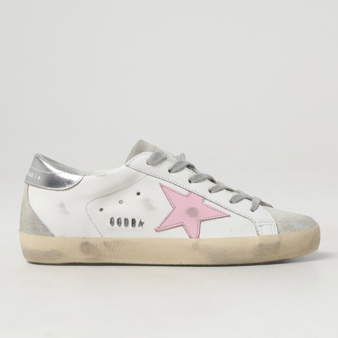 Golden Goose Super-Star with pink star and silver heel tab(Women's)