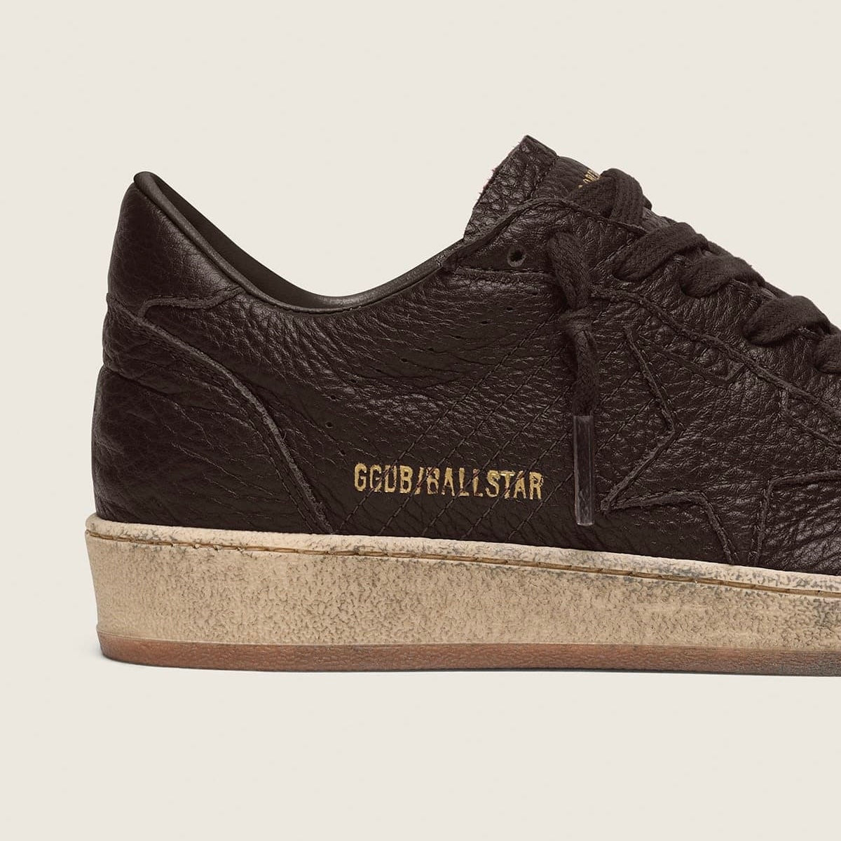 Golden Goose Ball Star in dark brown leather with tone-on-tone leather star(Men)