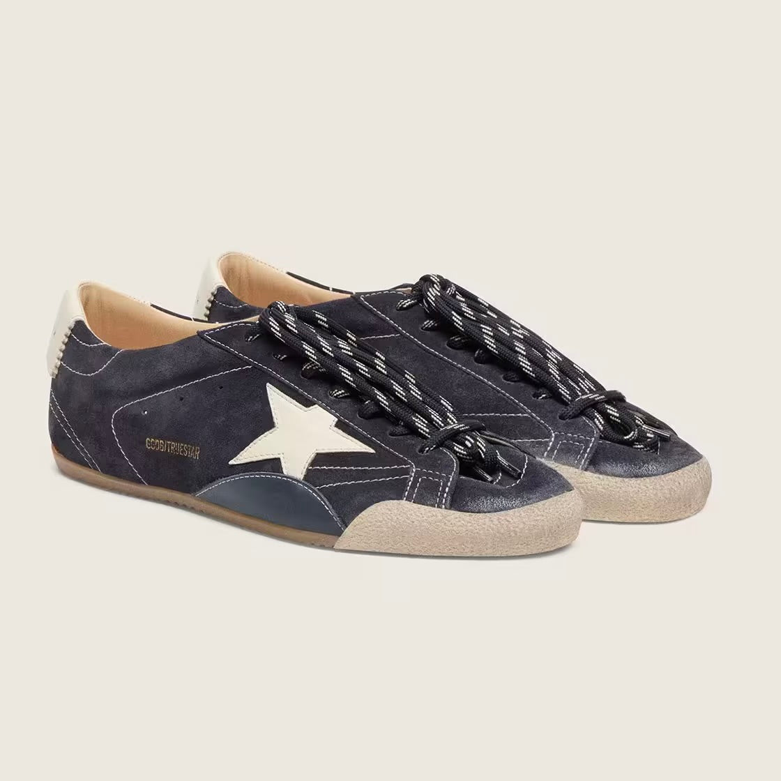 Golden Goose Women's True-Star in dark blue suede with white nappa leather star and heel tab
