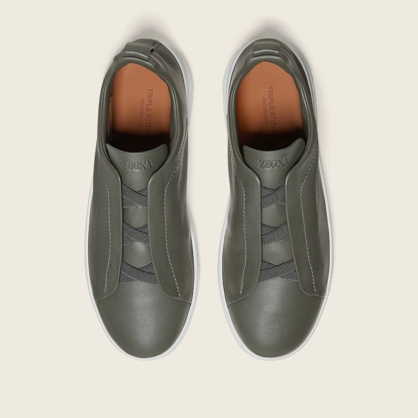 ZEGNA ARMY GREEN TRIPLE STITCH™ SECONDSKIN SNEAKERS