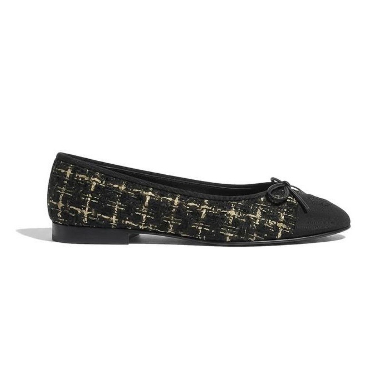 Chanel Classic Ballerinas – Black & Gold Tweed