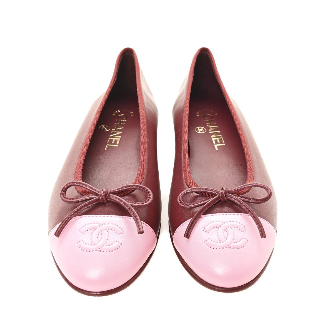 Chanel Burgundy/Pink Knit Fabric and Mesh CC Ballet