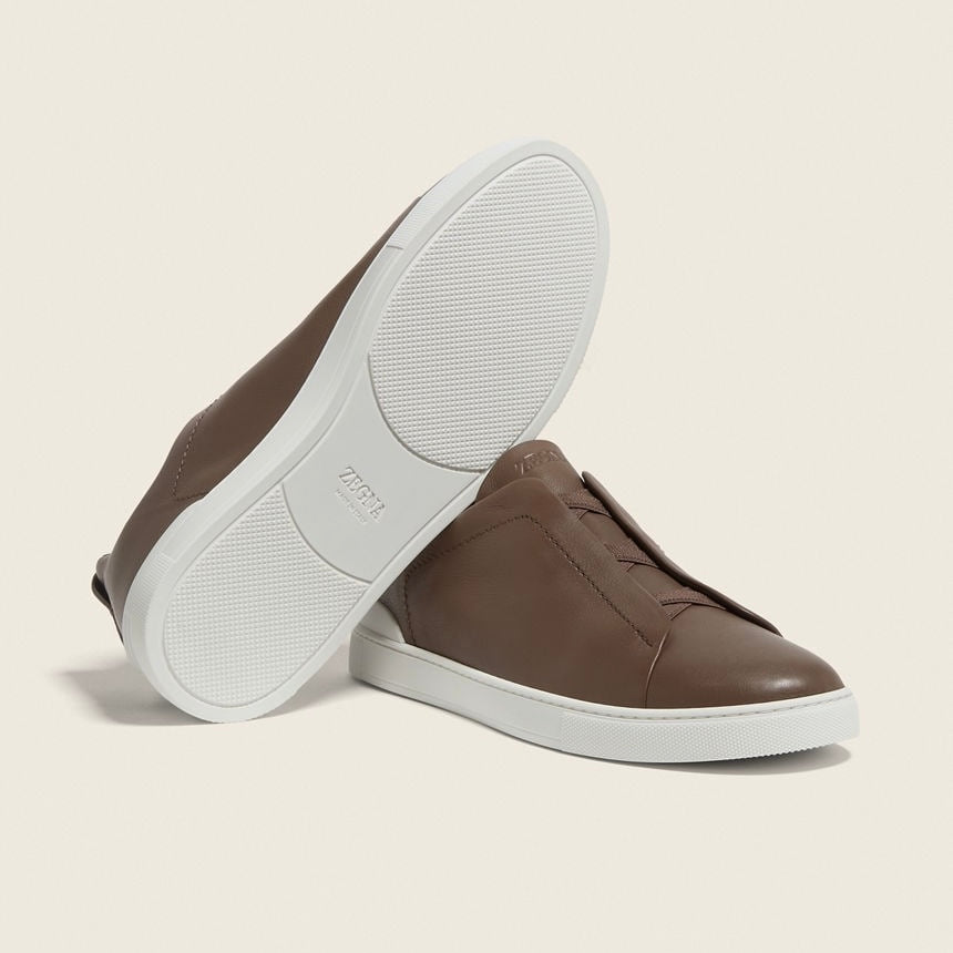 Zegna BROWN TRIPLE STITCH™ SECONDSKIN SNEAKERS