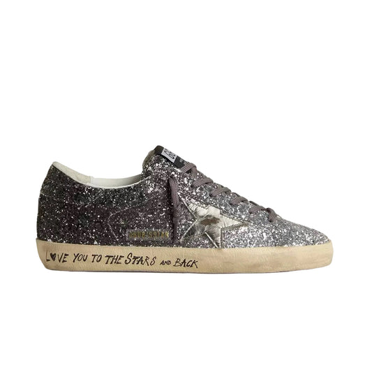 Golden Goose Women's Super Star with glitter upper and silver metallic leather star
