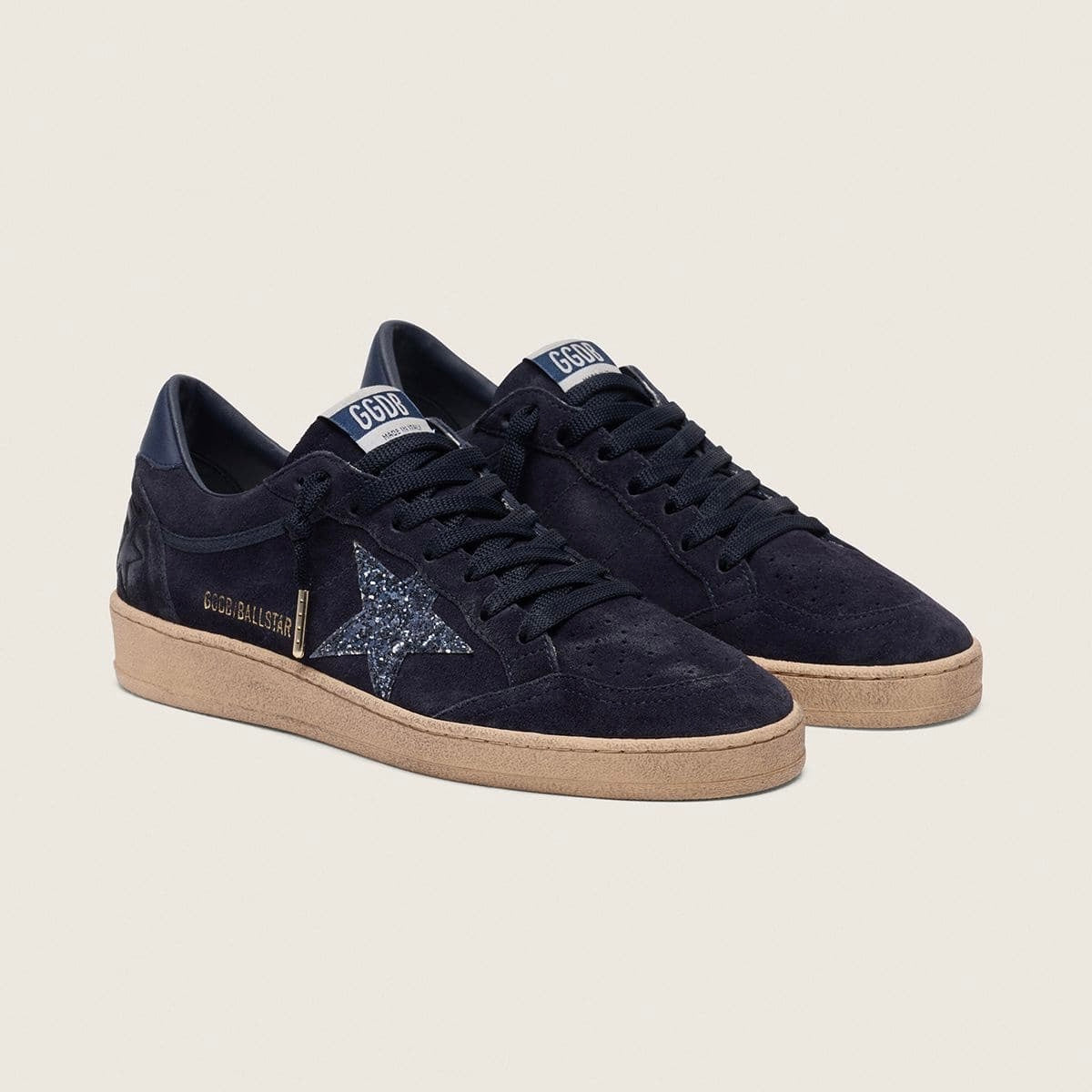 Golden Goose Ball Star in dark blue suede with dark blue glitter star(women)