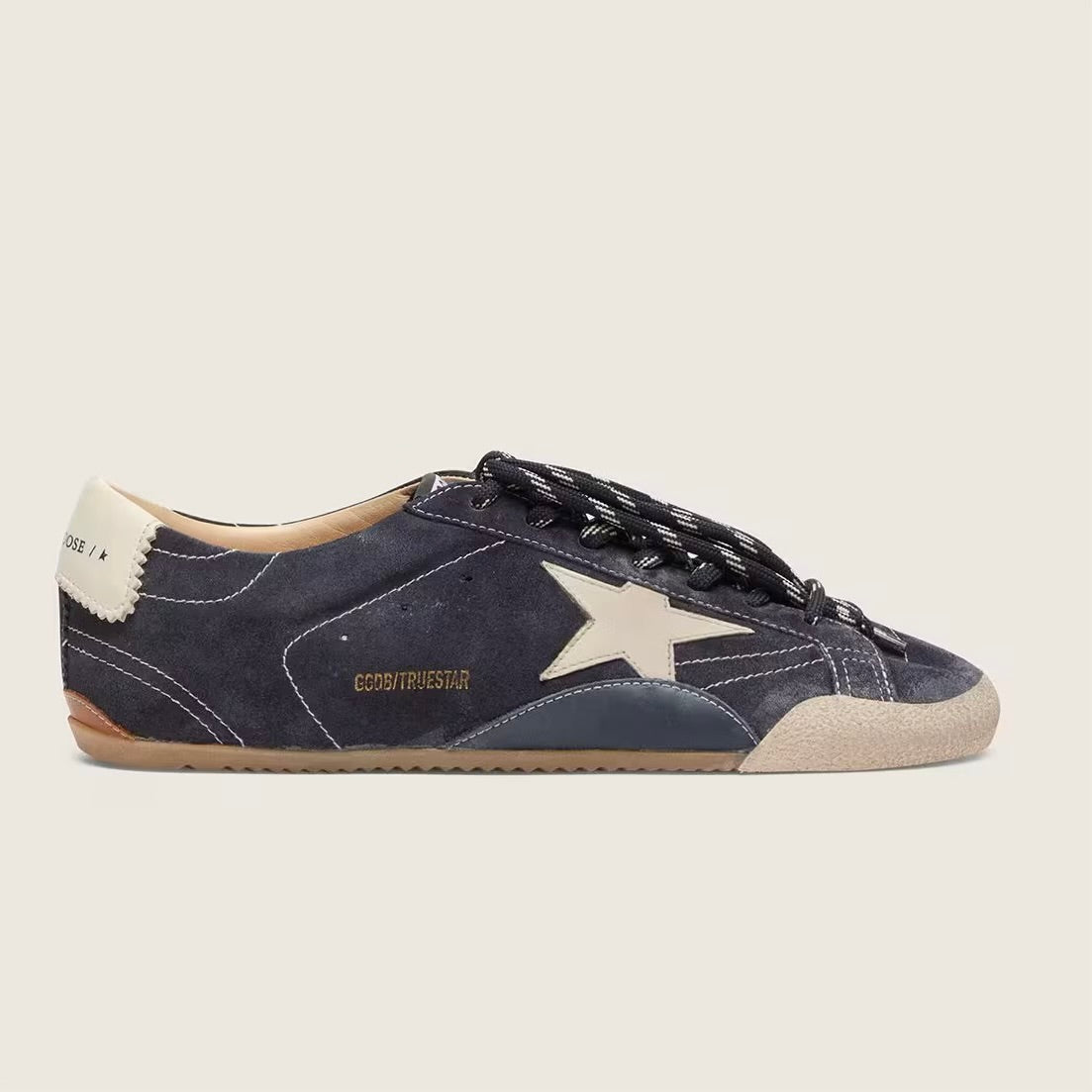 Golden Goose Women's True-Star in dark blue suede with white nappa leather star and heel tab