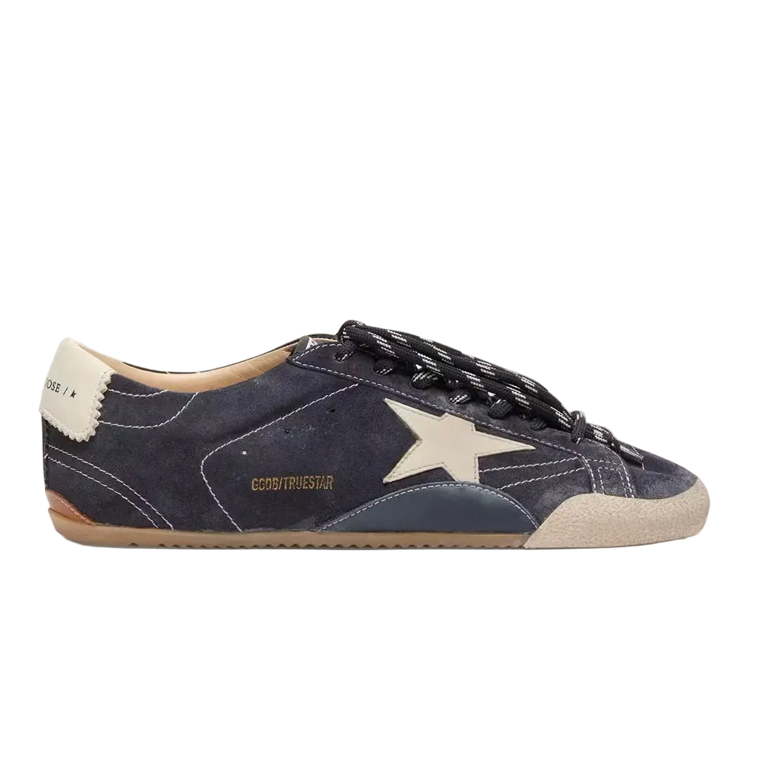 Golden Goose Women's True-Star in dark blue suede with white nappa leather star and heel tab