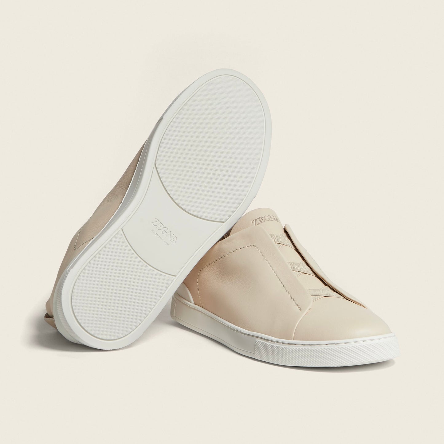Zegna LIGHT BEIGE TRIPLE STITCH™ SECONDSKIN SNEAKERS